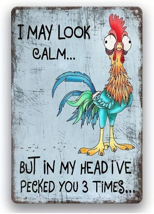 Vintage Chicken Tin Sign Metal Wall Decor 12 x 8 Inch for Home Kitchen ...