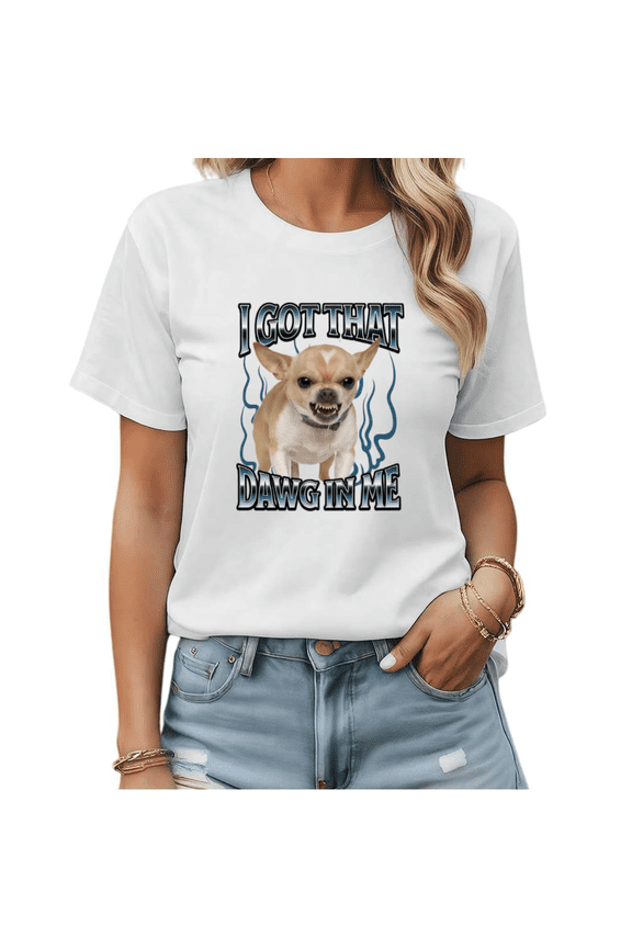 Vintage Chihuahua Dawg Lover Gift Graphic Tees Womans T shirt Black White S-5XL Tops