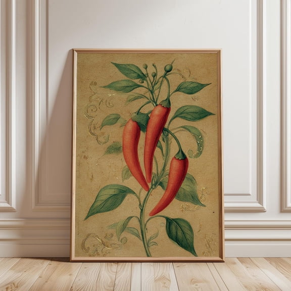 Vintage Chili Pepper Poster, Unframed Paper Poster 8x10in