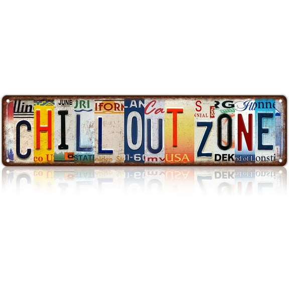 Vintage Chill Out Zone Metal Tin Signs Street Signs Home Wall Decor 4"x16"