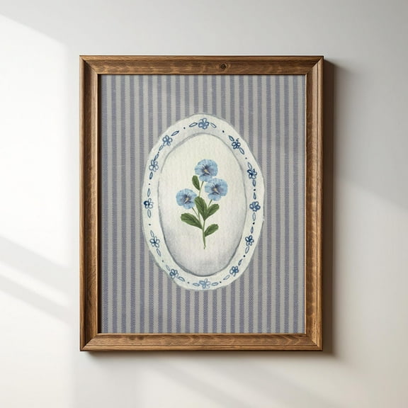 Vintage China Plate Art Print, Trendy Decor, Abstract Vintage Painting, English Garden, Floral, Cottage Wall Art, Modern Wall Decor For Living Room, 8x12 UNFRAMED