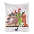 thumbnail image 1 of Vintage China Soft Flannel Fleece Blanket, Vintage Style Chinese Attributes of Phoenix Dress Lotus Flower Dragon Palace, Cozy Plush for Indoor and Outdoor Use, 70" x 90", Multicolor, by Ambesonne, 1 of 5