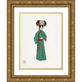 thumbnail image 1 of Vintage Chinese Clothing 12x14 Gold Ornate Wood Framed with Double Matting Museum Art Print Titled - Lady in modern Manchu costume, 1 of 4