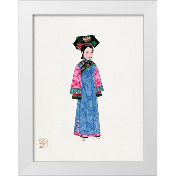Vintage Chinese Clothing 19x24 White Modern Wood Framed Museum Art Print Titled - Rich woman in non official costume