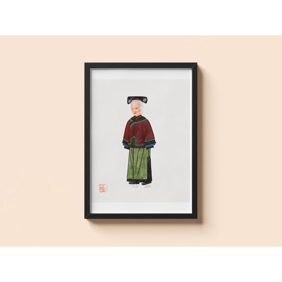 Vintage Chinese Costume : Embroidered Silk Art Print #4342, Unframed Poster Size 8x12