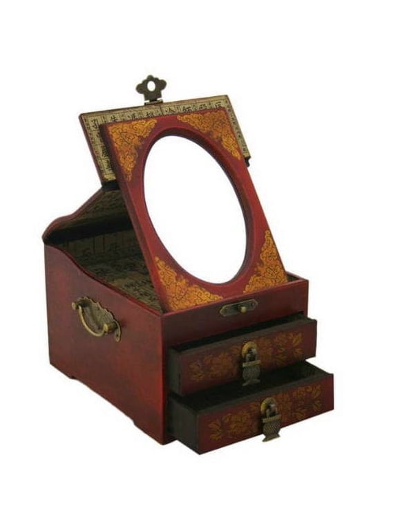 Vintage Chinese Jewelry Keepsake box W. Leather Surface