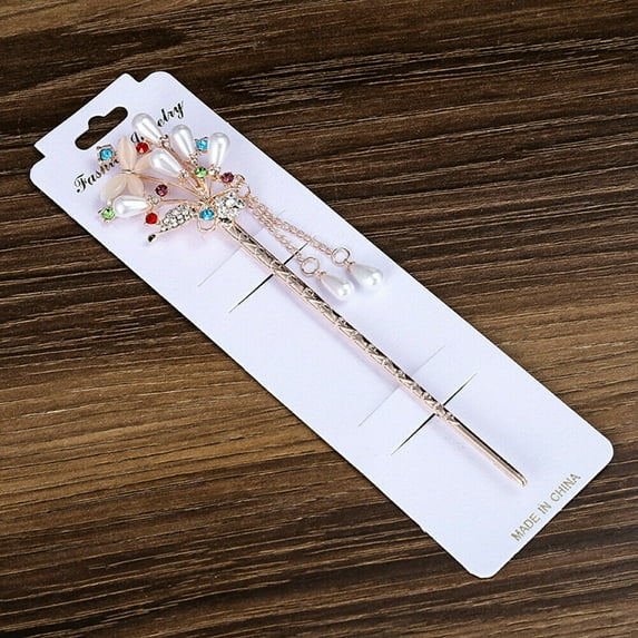 Vintage Chinese Style Rhinestone Hair Chopsticks Stick Hairpin Chignon Pin