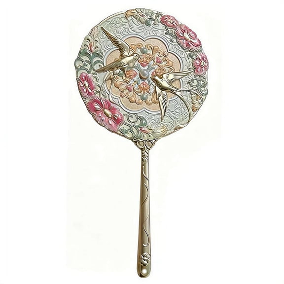 Vintage Chinese style Handheld Mirror,Carved Small Portable Makeup Mirror Gifts for her