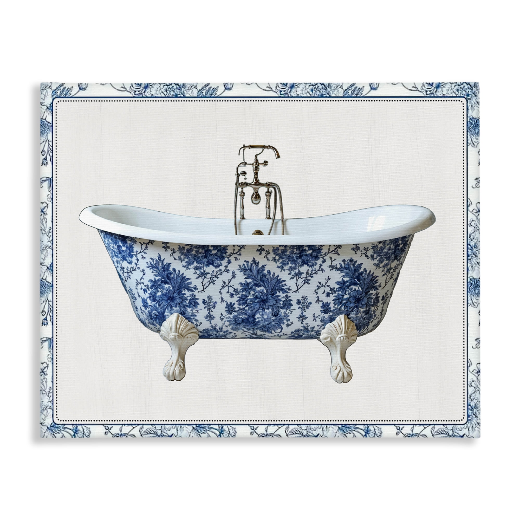 Vintage Chinoiserie Bathtub Canvas Wall Art, design by Lettered and Lined
