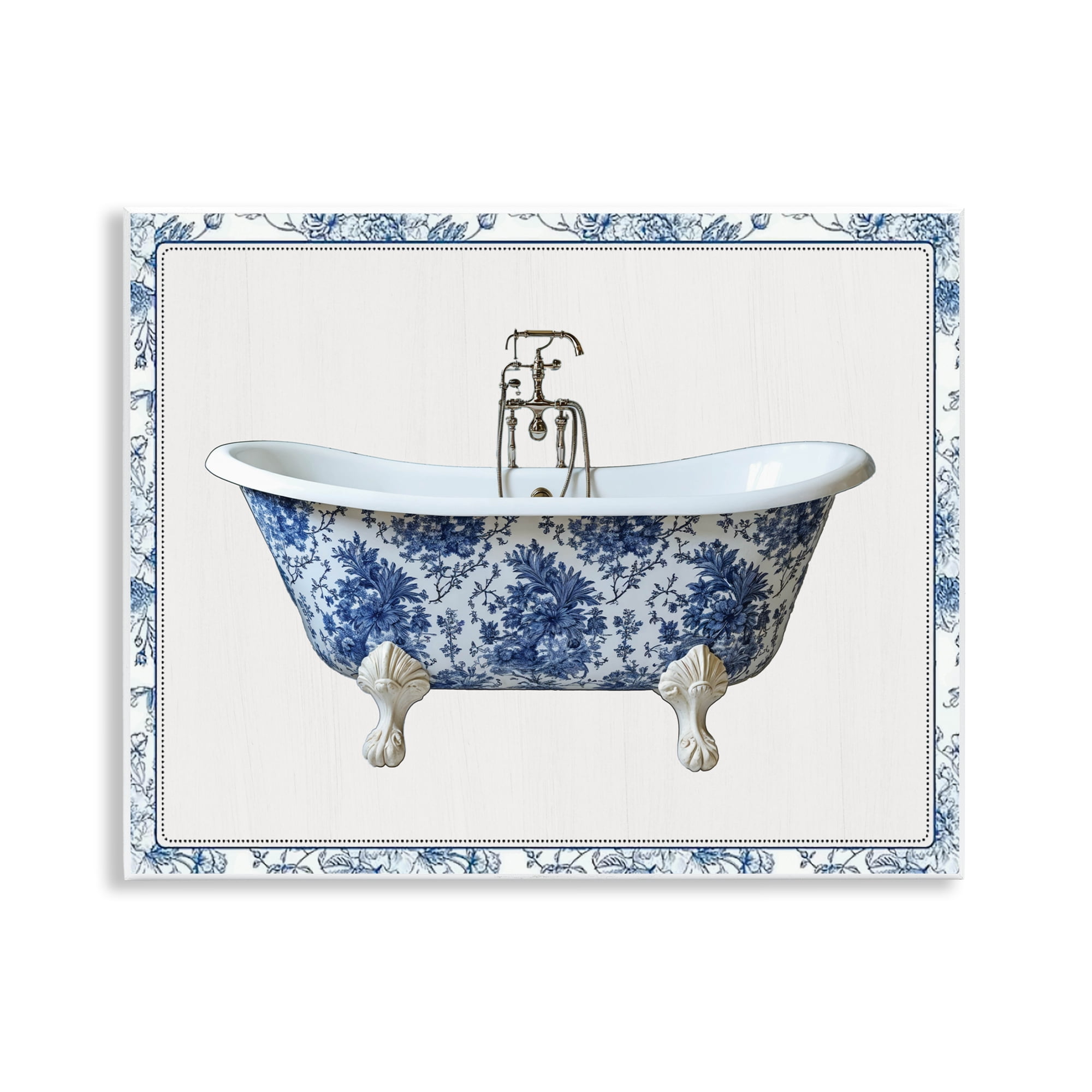 Vintage Chinoiserie Bathtub Wall Plaque Art, design by Lettered and Lined