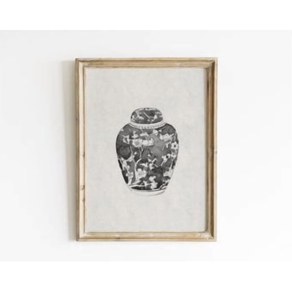 Vintage Chinoiserie Ginger Jar Sketch Poster , Poster Print Only