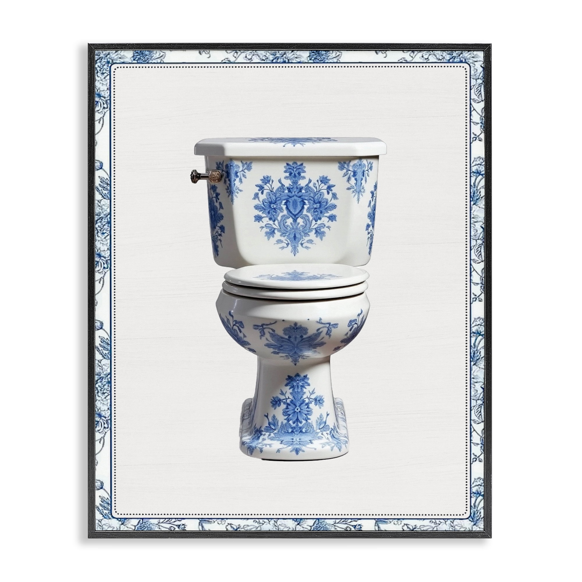 Vintage Chinoiserie Toilet Black Framed Giclee Art, design by Lettered and Lined