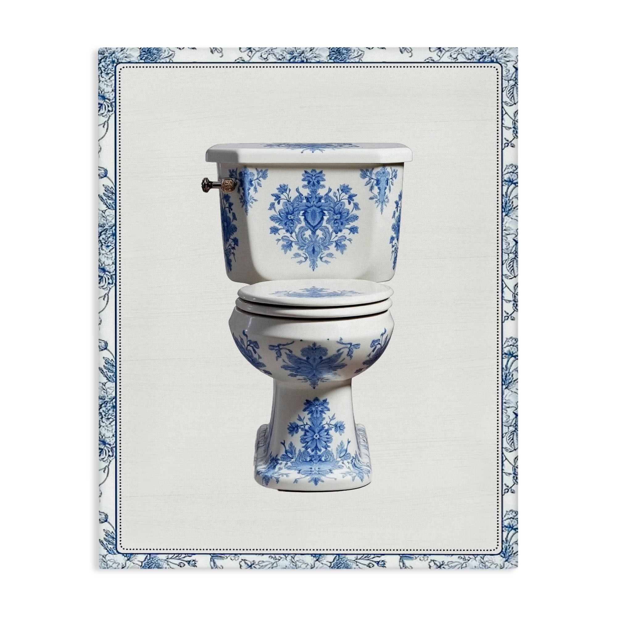 Vintage Chinoiserie Toilet Canvas Wall Art, design by Lettered and Lined