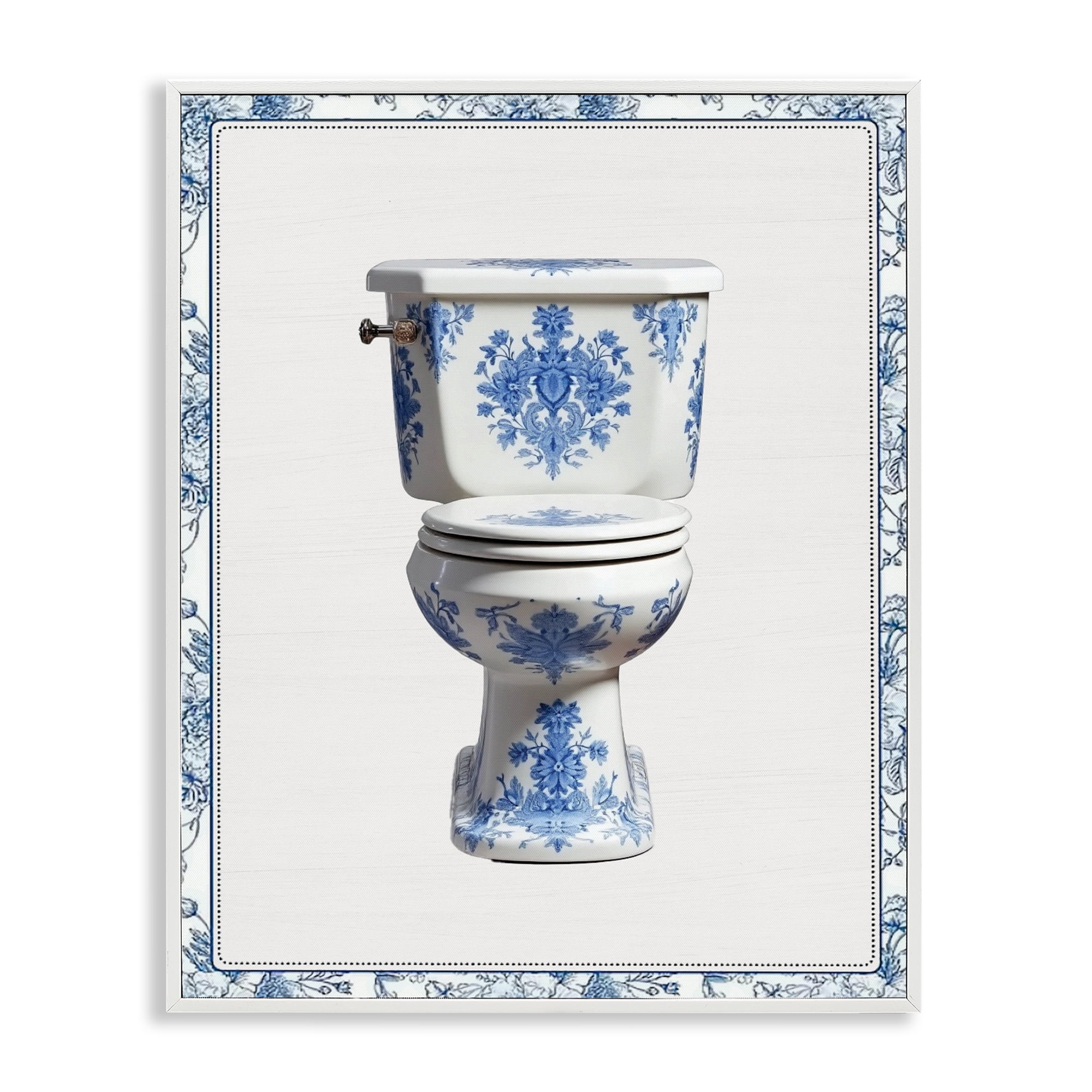 Vintage Chinoiserie Toilet White Framed Giclee Art, design by Lettered and Lined