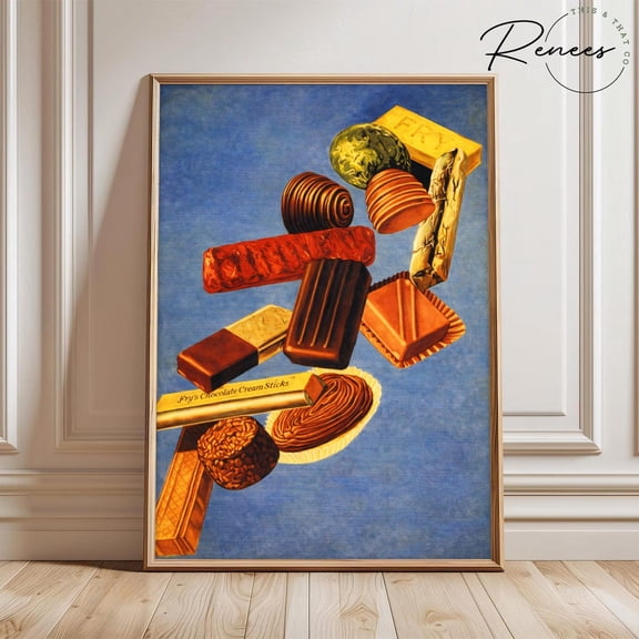 Vintage Chocolate Wall Art Retro Candy Poster Mid Century Dessert Print Chocolate Lover Gift Kitchen Wall Decor Sweet Food Art