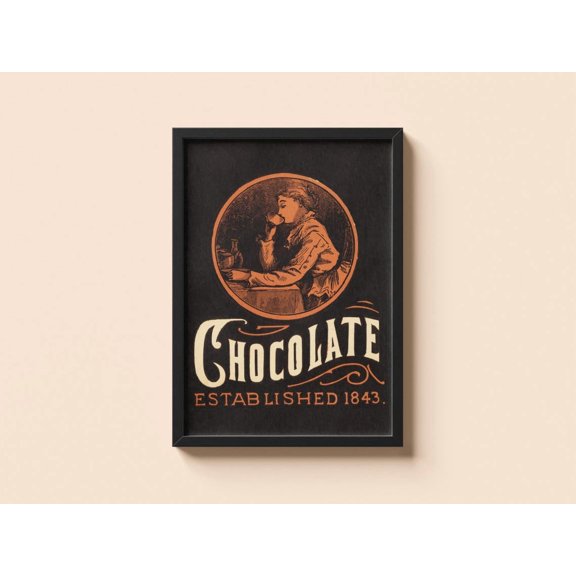 Vintage Chocolate Webb Chocolate Boston Public Library Chromolithograph Home Decor Office Wall Art