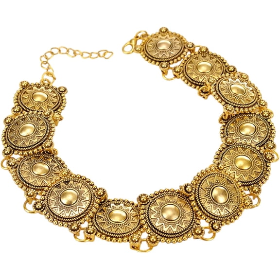 Vintage Choker Necklace, Victorian Style Concho Ethnic Boho Cameo Metal Collar Necklace for Women Vacation Retro Bohemian Jewelry