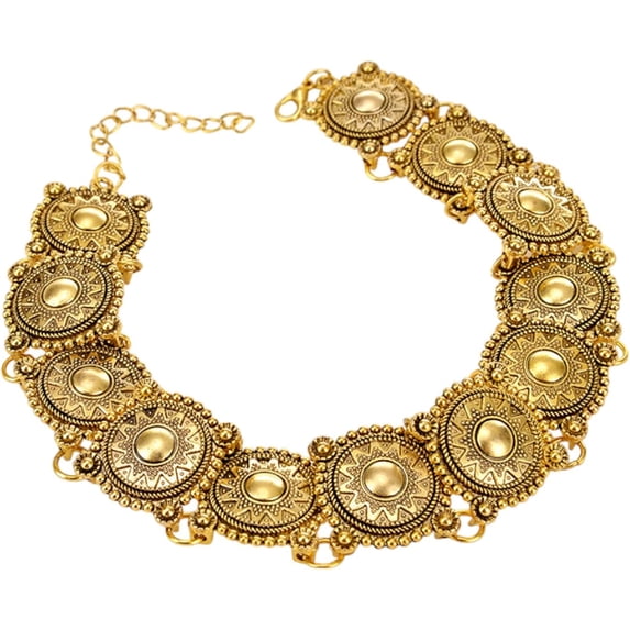 Vintage Choker Necklace, Victorian Style Concho Ethnic Boho Cameo Metal Collar Necklace for Women Vacation Retro Bohemian Jewelry