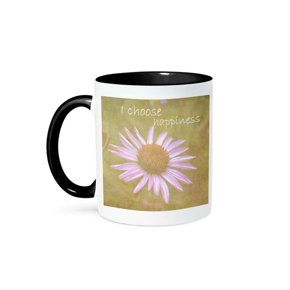 Vintage Choose Happiness Inspiration, 11oz Two-Tone Black Mug