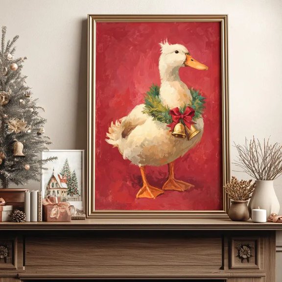 Vintage Chr.ist.mas Duck Wall Art Poster Size 24''x36'' Goldengate