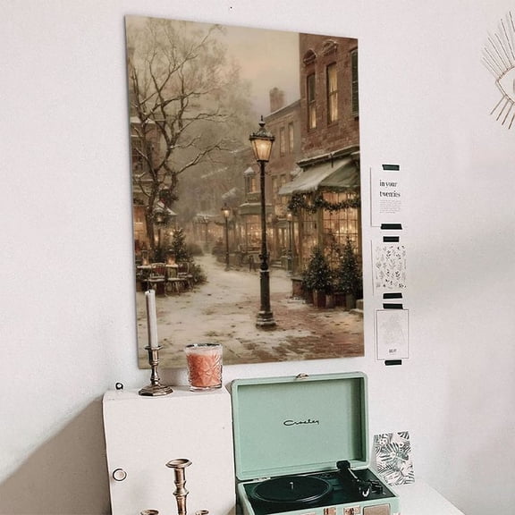 Vintage Chr.ist..mas Street Art , Old World Village Wall Art Poster Size 24''x36'' Goldengate