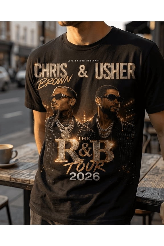 Vintage Chris Brown & Usher R&B Tour 2026 Bootleg Graphic Concert T-Shirt