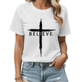 thumbnail image 1 of Vintage Christian Cross Believe Gift Graphic Tees Womans T shirt Black White S-5XL Tops, 1 of 4