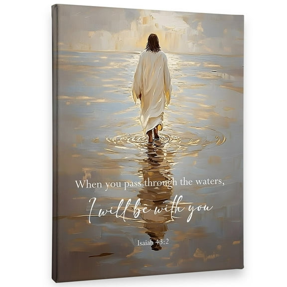 Vintage Christian Jesus Easter Wall Art Decor Canvas, Bible Verse Scripture I Will Be With You Pictures Wall Decor For Church Prayer Room Living Room Home, Religious Artwork For Walls