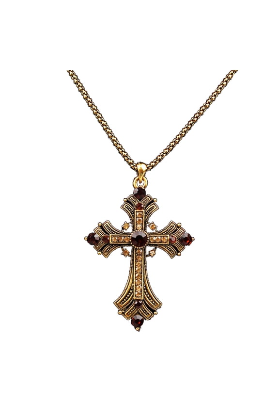 Vintage Christian Necklace For Women Man Silver Color With Crystals Gothic Crucifix Symbol Unisex Jewelry