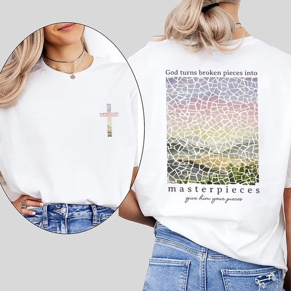 Vintage Christian Print Tshirts Bible Verse Graphic Tees Religious Short Sleeve Casual Tops Cotton Shirts for Daily Outfits White,L