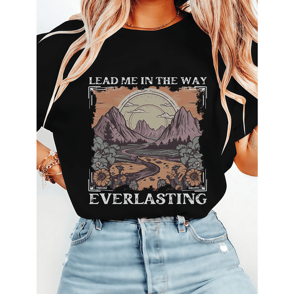 Vintage Christian Psalm 139:24 Print Tshirts for Womens Bible Verse Graphic Tees Faith Based Design Shirts Casual Short Sleeve Tops for Daily Outfits Black,5XL