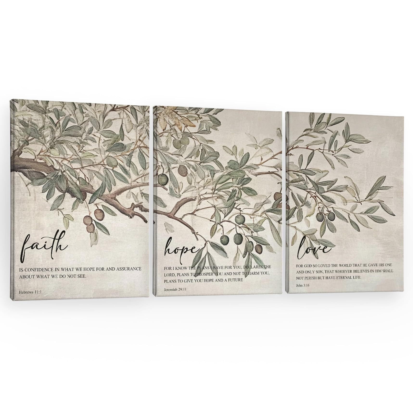 Vintage Christian Wall Art Decor Canvas Set Of 3,Bible Verse Scripture ...