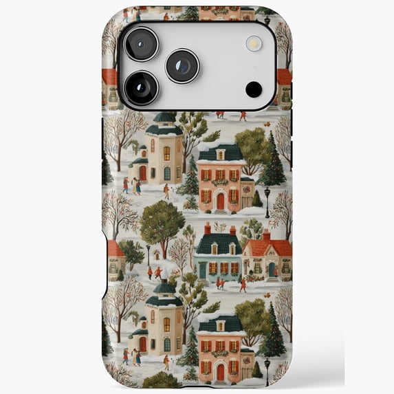 Vintage Christmas Art Style Case for iPhone 11 12 13 14 15 16 17 Pro Max