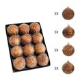 thumbnail image 1 of Vintage Christmas Ball Ornaments Set of 12, 8 cm Painted Embossed Baubles, Shaped Xmas Hanging Decorations for Tree and Wreath - Gold and Green, 1 of 6