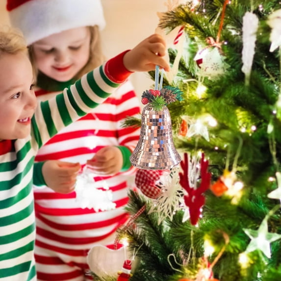 Vintage Christmas Ball Pendant, Retro Mirror Glass Ornament, Handcrafted Holiday Tree Decoration with Red Berries and Pine Cones, Elegant Wall Or Tabletop Accent for Festive Home and Party Decor