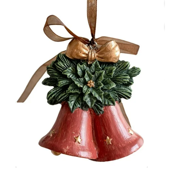 Vintage Christmas Bell Hanging Ornament for Holiday Tree and Home Decor, Festive Indoor Seasonal Decoration Valentine's Day Gifts Birthday Gifts