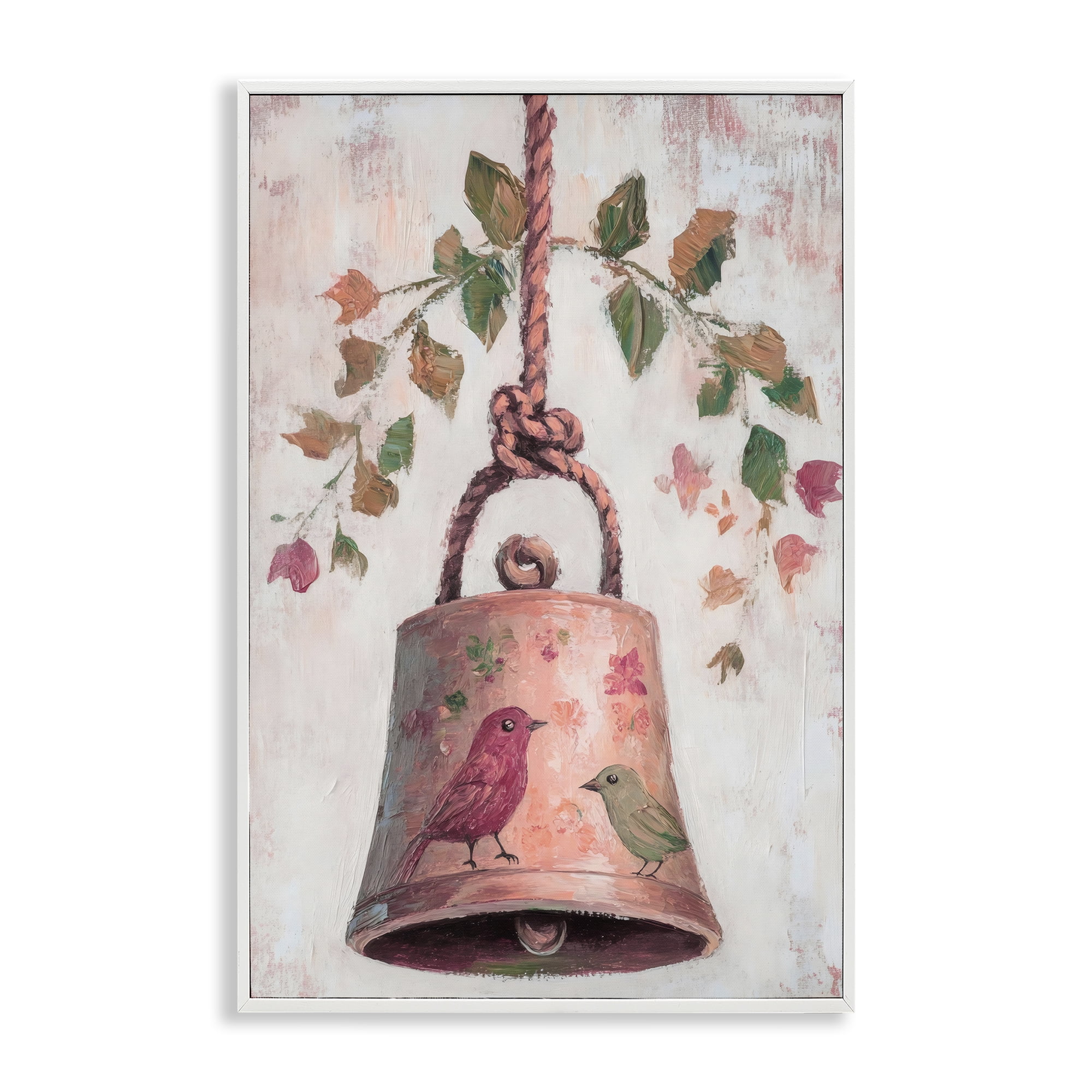 Vintage Christmas Bell White Framed Giclee Art, design by Petal Prints Design