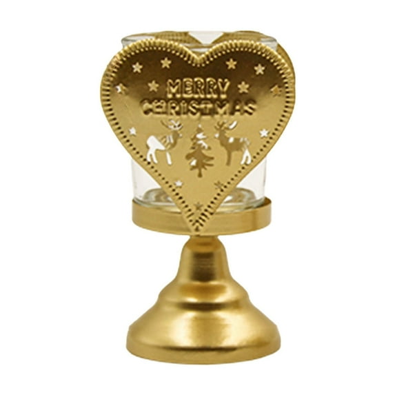 Vintage Christmas Candlestick - Gold Wrought Iron & Glass Tealight Candle Holder 2.76×4.72in - Removable Holiday Table Centerpiece Ornament for Home Décor