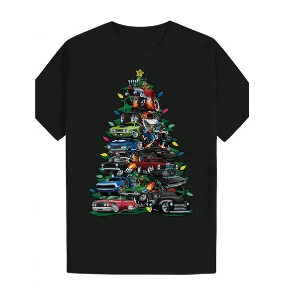 Vintage Christmas Car Tree Retro Automotive Holiday Graphic Unisex T-Shirt up to size 5XL
