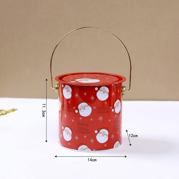 Vintage Christmas Cookies Jar Airtight Tin Container Metal Santa Print Decorative Food Storage Large Capacity Shatterproof Countertop Gift For Flour Snack Candy Tea Bulk Dry Goods