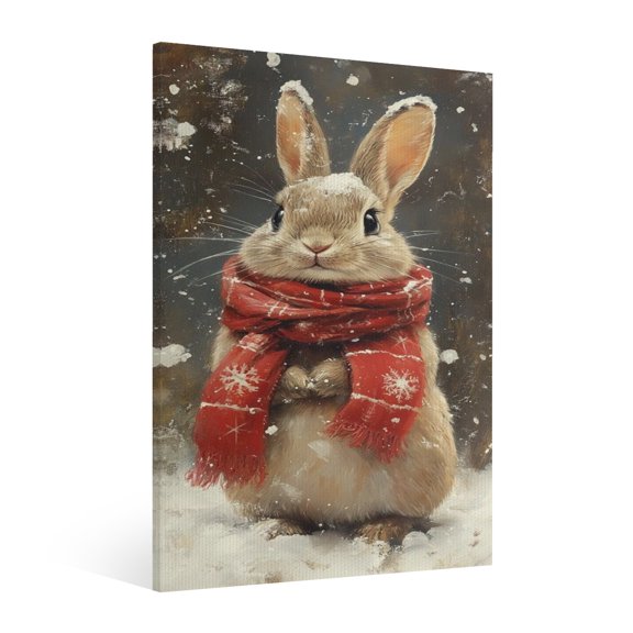 Vintage Christmas Cute Hamster Wall Art Paint Framed - Retro Xmas Festive Winter Holiday Christmas Wall Decor Canvas Print for Living Room Kitchen Bathroom Home Bedroom Decor