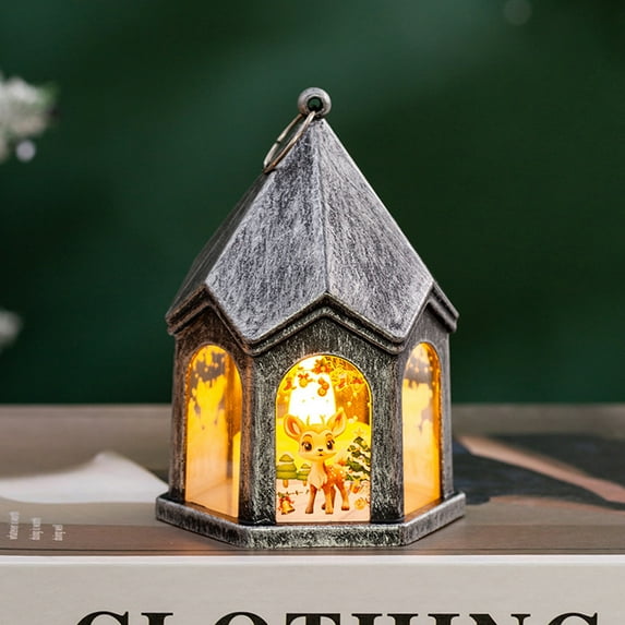 Vintage Christmas Decor,Battery Operated Christmas Lights with Santa Claus, LED Lights with Snowing Effect, Holiday Tabletop Decoration, Festive Lantern with Vintage Design for Home Decor