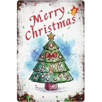 Vintage Christmas Decor Metal Tin Sign - Bathroom & Wall Art - 8"X12"