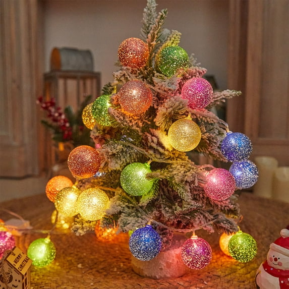 Vintage Christmas Decor New Christmas String Lights Luminescent Lights String Ball Lights Decorate Christmas Tree Room Indoor and Outdoor, Multicolor