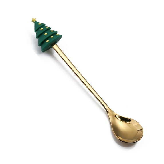 Vintage Christmas Decor New Stainless Steel Christmas Spoon Gift Dessert Spoon Christmas Pendant Spoon Tableware, C