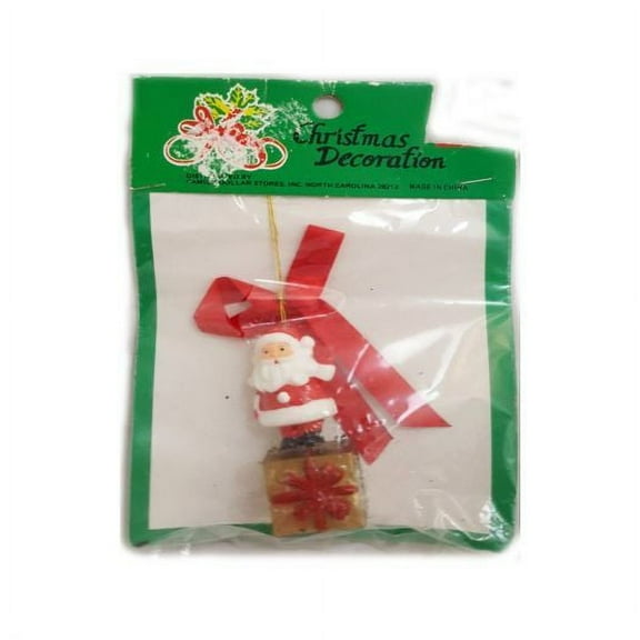 Vintage Christmas Decoration Santa On Present Ornament