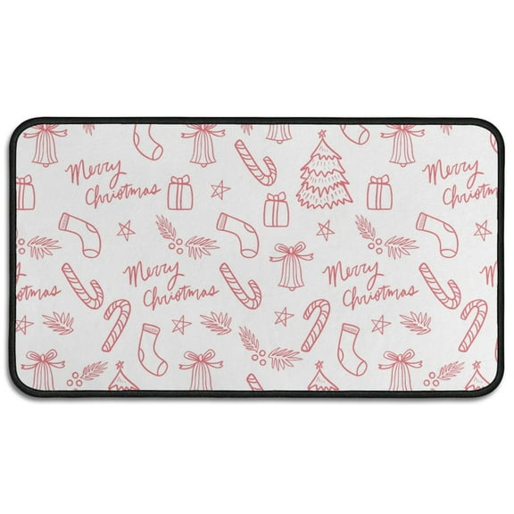 Vintage Christmas Doormat 17x30 Inch, Rustic Holiday Welcome Mat - Non-Slip Backing for Porch Entryway, Washable Front Door Mat for Xmas Decor