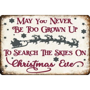 Vintage Christmas Eve Sky Search Metal Sign, Inspirational Retro Iron Wall Decor Plaque for Home Bar Cafe Pub Garage, 12 x 8 Inch