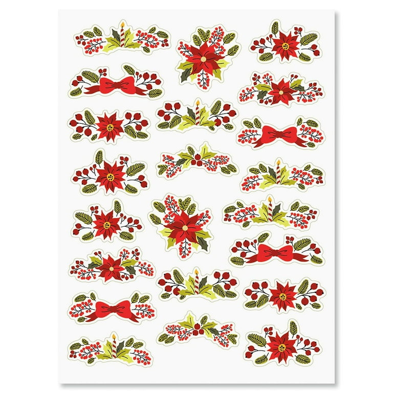 Vintage Christmas Florals - 2 sheets (44 stickers total) 