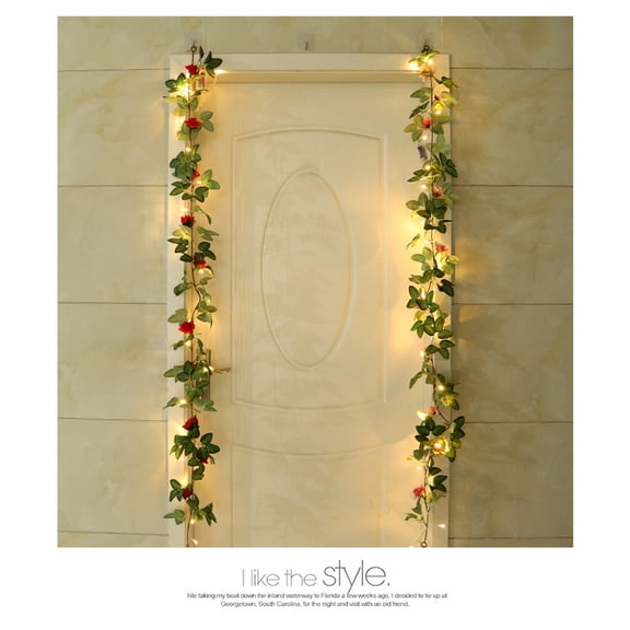 Vintage Christmas Garland, Silk Flower Rose Spring Color Leaf Decoration Flower Living Room Door Hanging Lintel Three Color Christmas Decorations